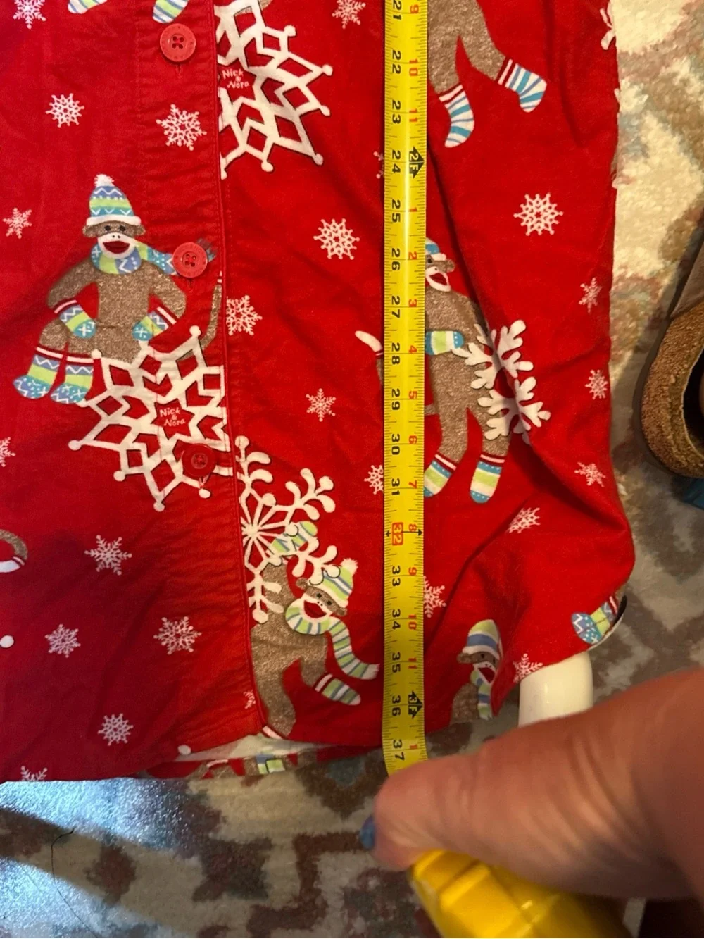 Nick & Nora sock monkey snowflake nightgown xl